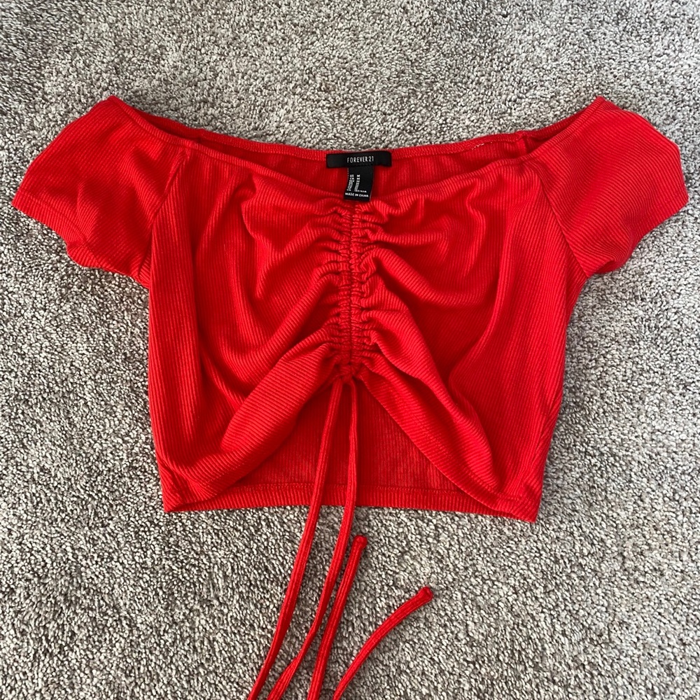 Red forever 21 cinched crop top